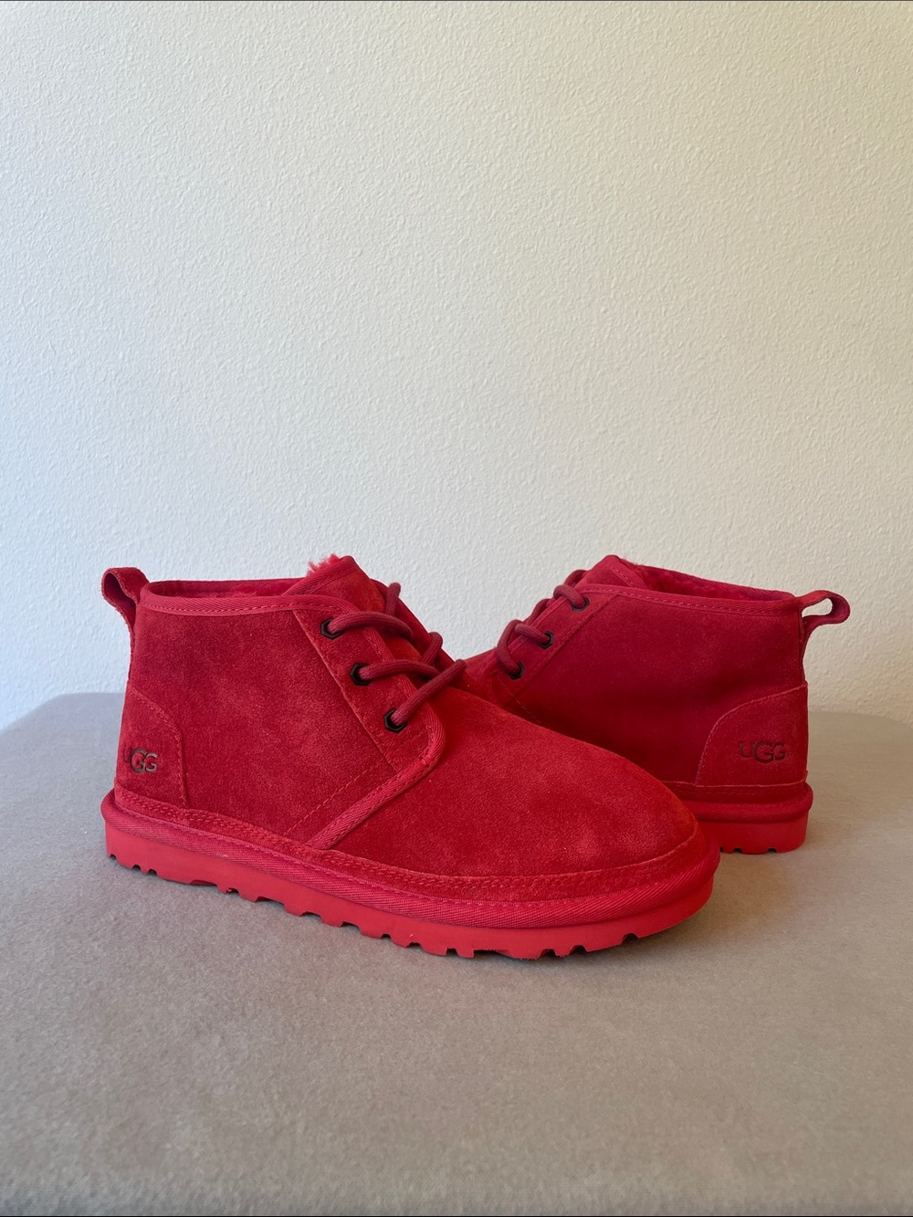 UGG Red Suede Neumel Lace-Up Ankle Boots